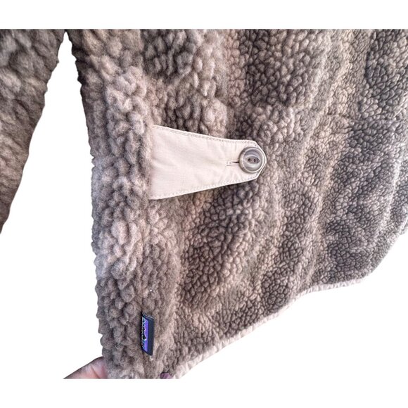 Patagonia Jacket Womens Large Pile Sherpa Fleece Full Zip Divided Sky Brown Gorp - Picture 3 of 11